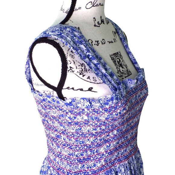 🆕 Mille Garden Smocked Floral Midi Dress Cotton Medium 6-8 - Picture 8 of 12